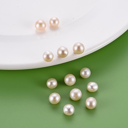 Natural Keshi Pearl Beads, Cultured Freshwater Pearl, No Hole/Undrilled, Round