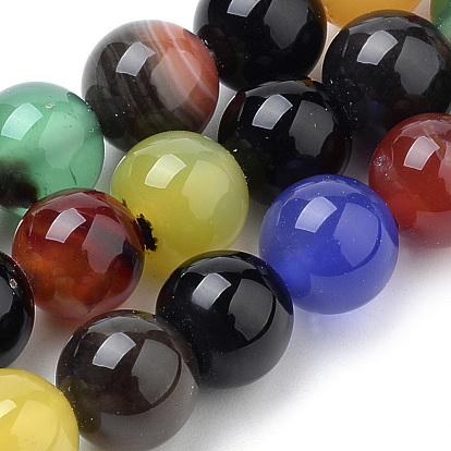 Natural Colorful Agate Beads Strands, Dyed, Round