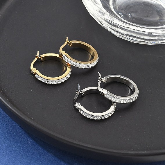 Серьги из 304 нержавеющей стали, с полимерной глиной и горный хрусталь, овальные