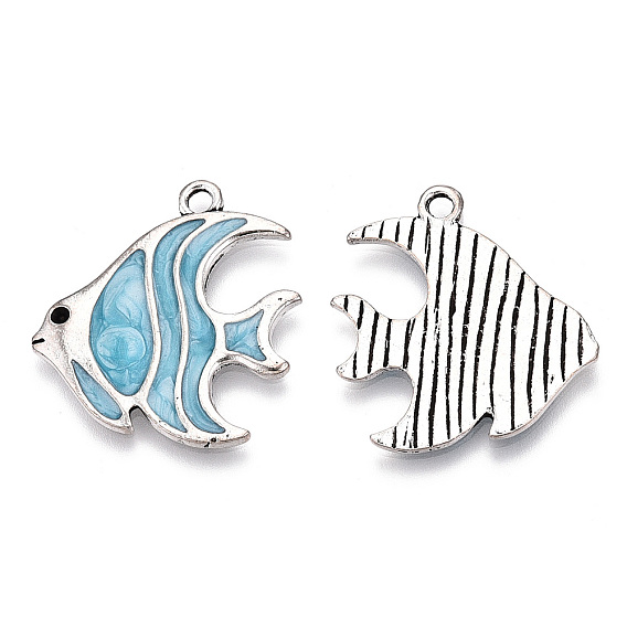 Кулон эмали сплава, античное серебро, очарование рыбы, без кадмия и без свинца