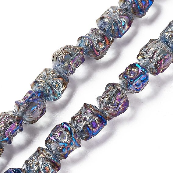 Half Rainbow Plated Electroplate Glass Beads, Dancing Lion