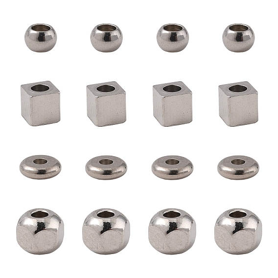 100 шт. 4 стиль 304 распорные бусины из нержавеющей стали, разнообразные