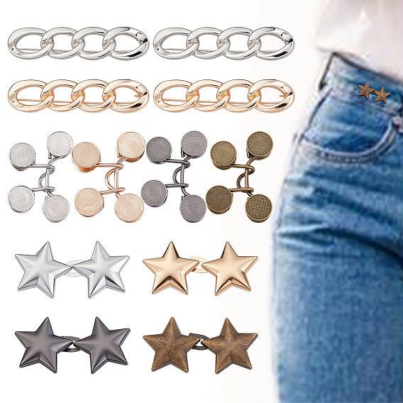 10 стили цинкового сплава регулируемые булавки для джинсов, подтяжка талии, швейные застежки для аксессуаров к одежде