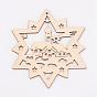 Undyed Wooden Pendants, Star, for Christmas Theme