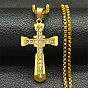 201 ожерелья с кулоном в виде креста из нержавеющей стали и стразами