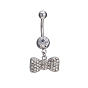 Piercingschmuck echt 18 k vergoldet Messing Strass Bowknot Nabel Ring Bauch Ringe, 36x17 mm
