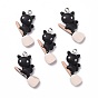 Halloween Opaque Resin Pendants, with Platinum Tone Iron Loops, Cat