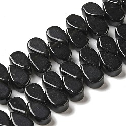 Hebras de cuentas de obsidiana de caoba negra natural, lágrima, superior perforado