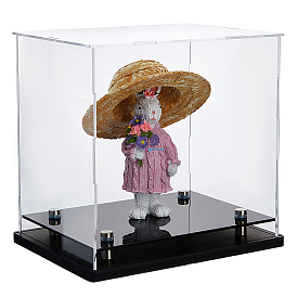 Прямоугольные прозрачные акриловые коробки для демонстрации игрушек и фигурок, пыленепроницаемые витрины для минифигурок с черным основанием