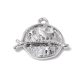 Латунные микро проложить кубического циркония подвески, кот с окном-цветком/шарм-планета