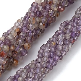 Натуральные фиолетовые фантомные кварцы, фиолетовые лодолитовые кварцевые бусины, нити, граненые, круглые