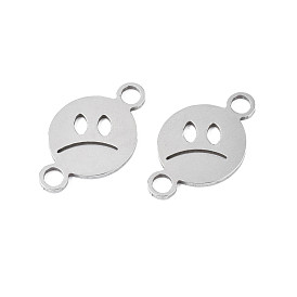304 Stainless Steel Connector Charms, Sad Expression