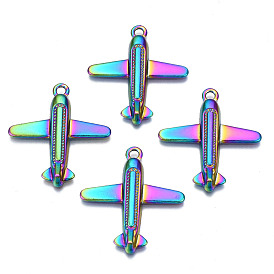 Rainbow Color Alloy Pendants, Cadmium Free & Nickel Free & Lead Free, Plane