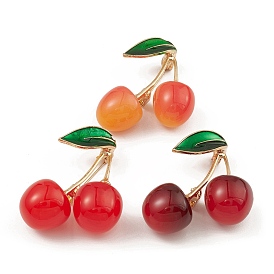 Alloy Enamel Brooch Pin, with Resin, Cherry