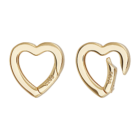 2 шт. 925 Кольца с пружинным затвором из стерлингового серебра, сердце