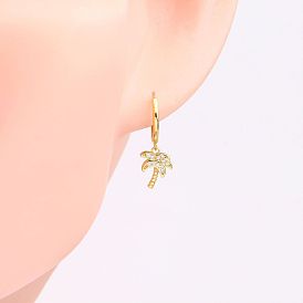 Chic Coconut Tree Sterling Silver Earrings with Delicate Gemstone Inlay