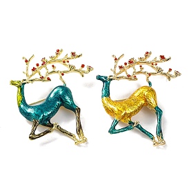 Golden Tone Christmas Deer Alloy Enamel Pins for Women