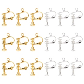 20 шт. 2 цвета вешалка латунные серьги-клипсы с покрытием, завинчивающиеся ушные компоненты с петлей для конвертера непрокалывающих сережек