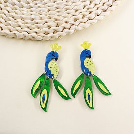 Exaggerated acrylic earrings personality peacock creative design earrings retro high-end sense earrings