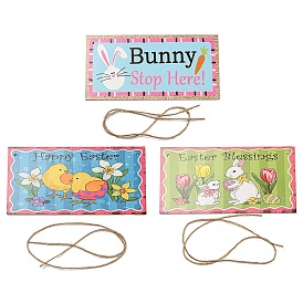 Wooden Wall Ornaments, with Jute Twine, Easter Hanging Decorations, for Party Gift Home Decoration