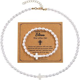 Пластиковые искусственные овальные бусины браслеты и ожерелья наборы, наборы украшений из ракушек