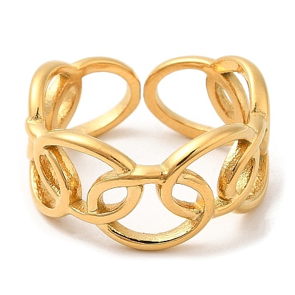 304 Stainless Steel Hollow Oval Open Cuff Rings for Women