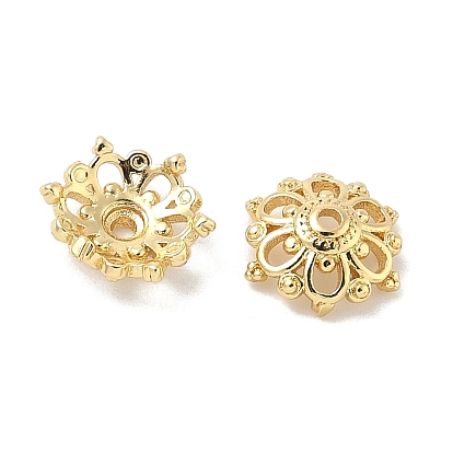 Шапочки и конусы для бусин, латунные, цветок