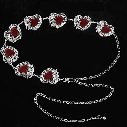 Роза цветок темно-красное сердце сплав и эпоксидная смола звенья цепи талии живота цепи для женщин