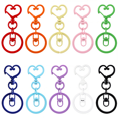 20 шт. 10 цвета железные застежки для брелков, сердце