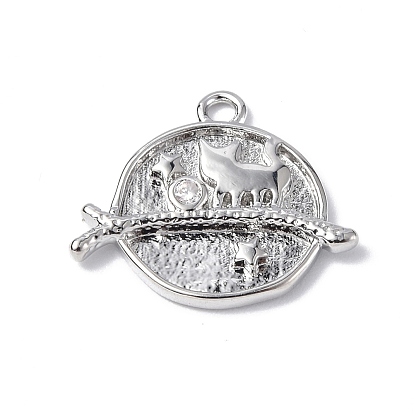 Латунные микро проложить кубического циркония подвески, кот с окном-цветком/шарм-планета