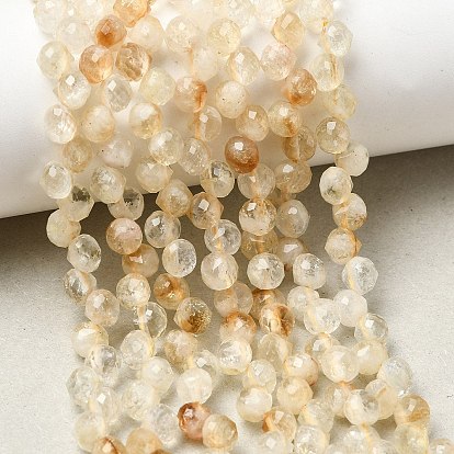 Heated Natural Citrinee Double Point Beads Strands, Faceted Bicone Beads, Top Drilled