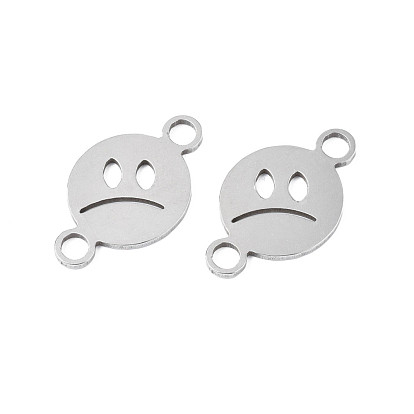 304 Stainless Steel Connector Charms, Sad Expression