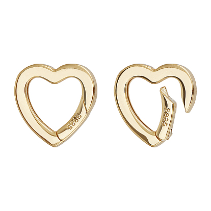 2 шт. 925 Кольца с пружинным затвором из стерлингового серебра, сердце