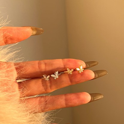 Бабочка 925 регулируемые манжеты из стерлингового серебра с микропаве из кубических цирконий для женщин