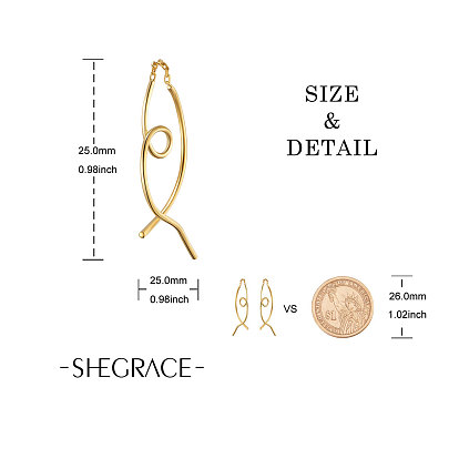 Boucles d'oreilles Shegrace 925 en argent sterling, avec des chaînes câblées, réel 18 k plaqué or