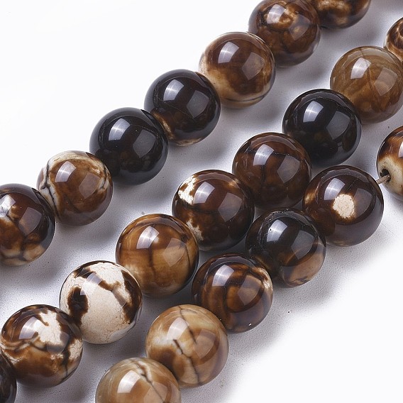 Природный агат бисер нитей, окрашенная и подогревом, круглые