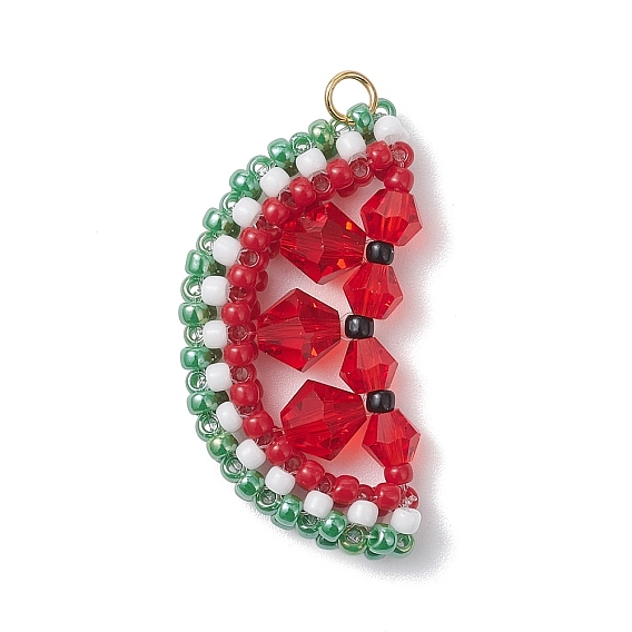 Подвески в виде арбуза из стеклянных бусинок Toho, с 304 кольцами из нержавеющей стали и стеклом, реальный 18 k позолоченный