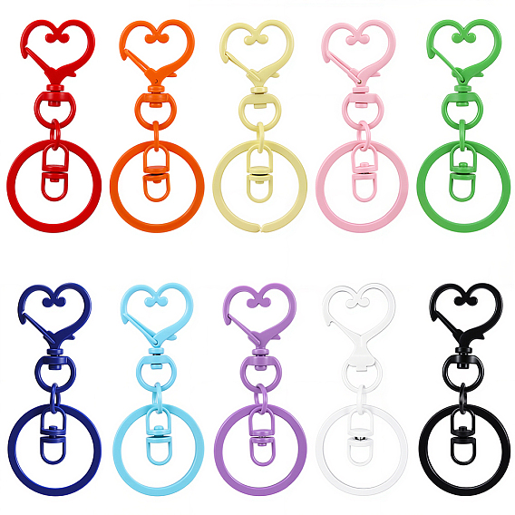 20 шт. 10 цвета железные застежки для брелков, сердце
