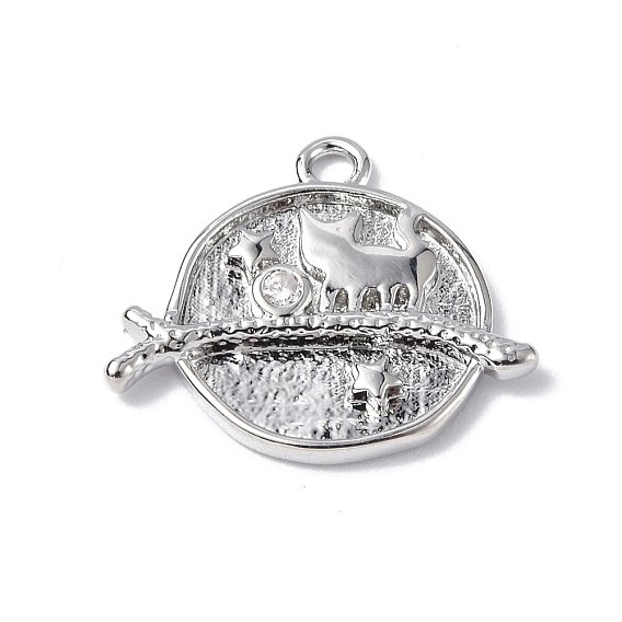 Латунные микро проложить кубического циркония подвески, кот с окном-цветком/шарм-планета