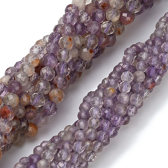 Натуральные фиолетовые фантомные кварцы, фиолетовые лодолитовые кварцевые бусины, нити, граненые, круглые