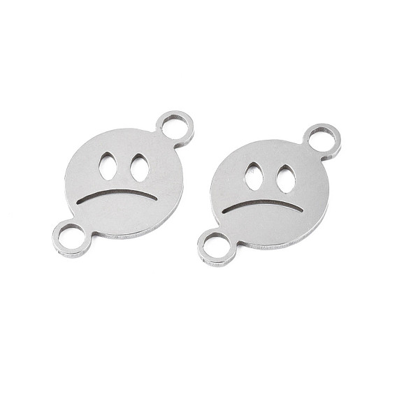 304 Stainless Steel Connector Charms, Sad Expression