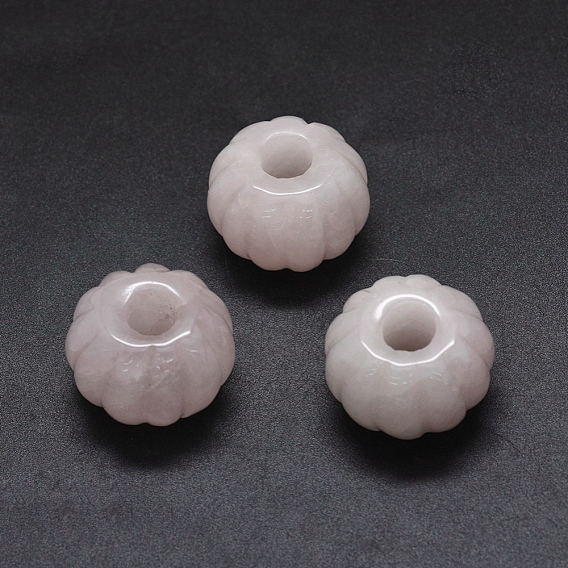 Natural Rose Quartz Beads, Large Hole Beads, Pumpkin