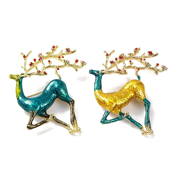 Женские эмалированные булавки из сплава рождественского оленя золотого тона