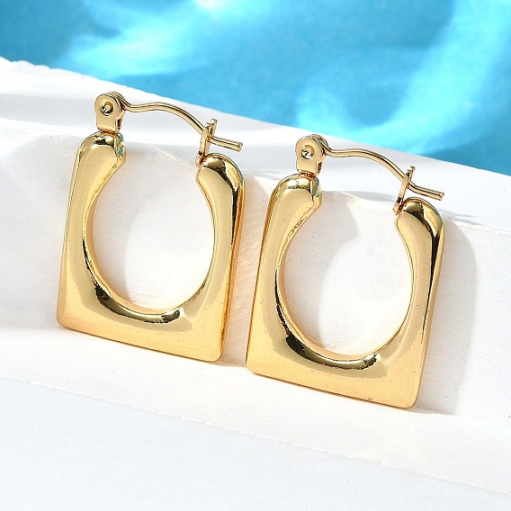 304 серьги из нержавеющей стали для женщин, ионное покрытие (ip), прямоугольные