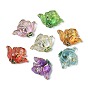 Translucent Resin Cabochons, Golden Metal Enlaced Flower