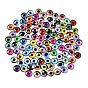 Printed Transparent Glass Cabochons, Half Round with Eye Pattern