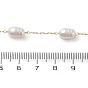 Oval Plastic Pearl Beaded Link Chains, with Ion Plating(IP) 304 Stainless Steel Paperclip Chains, Soldered, with Spool