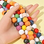 5 Strands 5 styles Halloween Spray Painted Natural Wood Beads Strands, Round