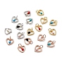 Rack Plating Brass Micro Pave Cubic Zirconia Pendants, with Enamel and Jump Ring, Heart, Cadmium Free & Nickel Free & Lead Free