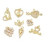 Brass Micro Pave Clear Cubic Zirconia Pendants, Heart Charms